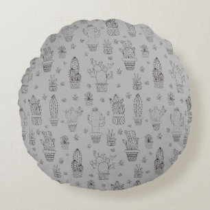 Desert Cactus & Succulents Design Round Cushion