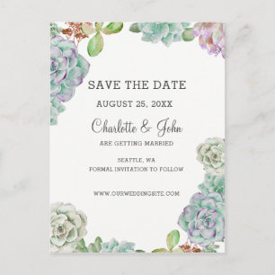 Desert Cactus Succulents save the dates Announcement Postcard