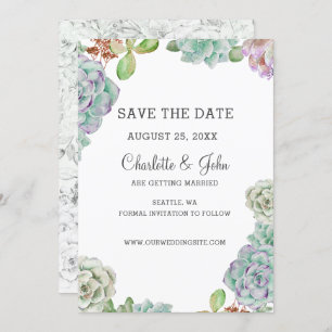 Desert Cactus Succulents save the dates Invitation