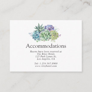 Desert Cactus Succulents Wedding Accommodations Enclosure Card