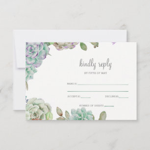 Desert Cactus Succulents Wedding rsvp Card