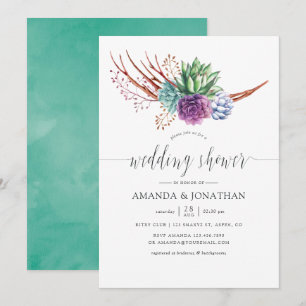 Desert Cactus Succulents Wedding Shower Invitation