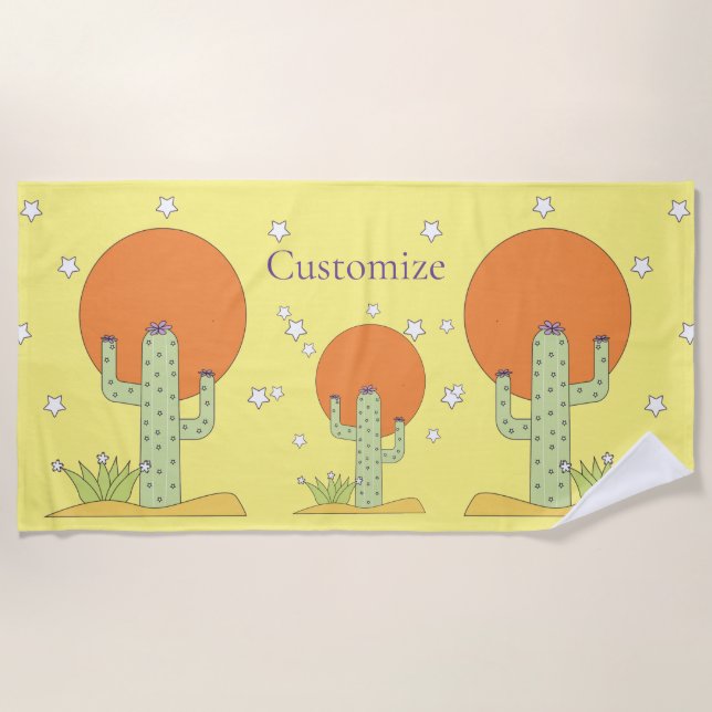 Desert Cactus Sun Thunder_Cove  Beach Towel (Front)