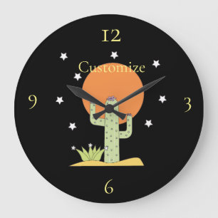 Desert Cactus Sun Thunder_Cove  Large Clock