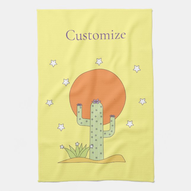 Desert Cactus Sun Thunder_Cove  Tea Towel (Vertical)