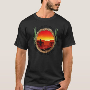 Desert Cactus Sunset On Dark Desert High Way Weste T-Shirt
