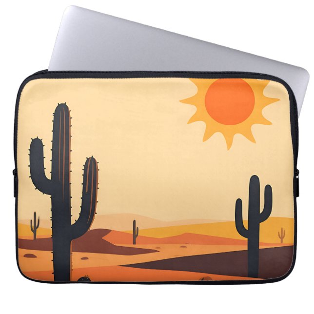 Desert Cactus Sunset Silhouette  Laptop Sleeve (Front)