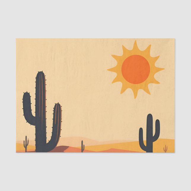 Desert Cactus Sunset Silhouette  Tissue Paper (Front)