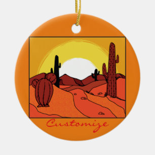 Desert Cactus Sunset Thunder_Cove Ceramic Tree Decoration