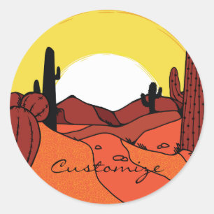 Desert Cactus Sunset Thunder_Cove Classic Round Sticker