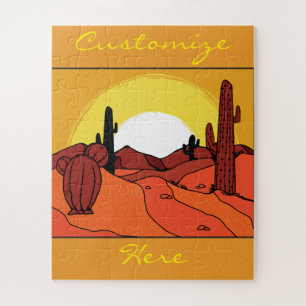 Desert Cactus Sunset Thunder_Cove Jigsaw Puzzle