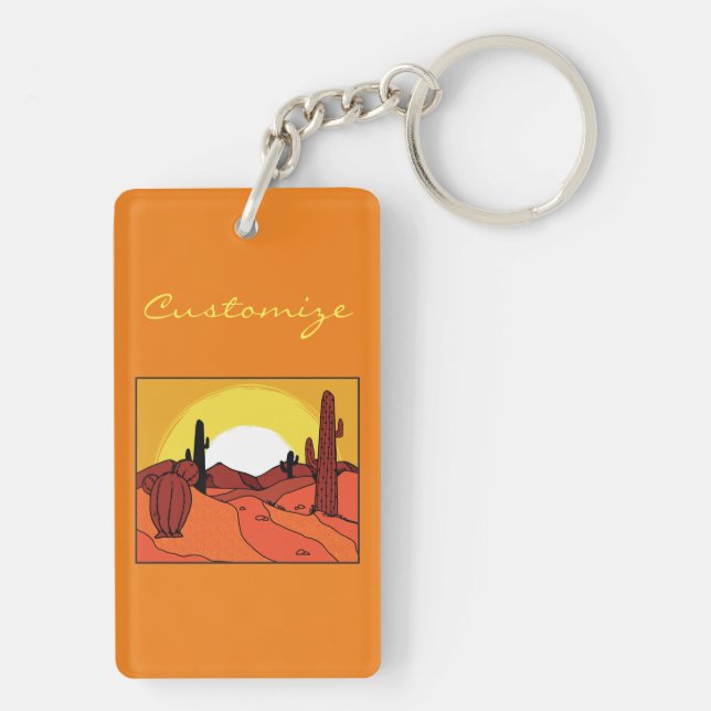 Desert Cactus Sunset Thunder_Cove Key Ring (Back)