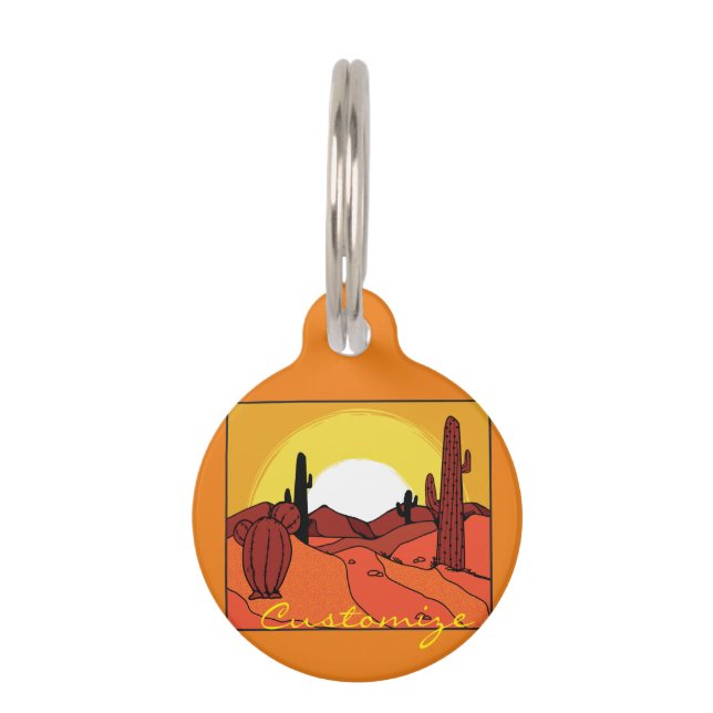 Desert Cactus Sunset Thunder_Cove Pet Tag (Back)