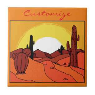 Desert Cactus Sunset Thunder_Cove Tile