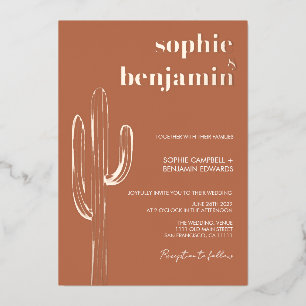 Desert Cactus Terracotta Retro Wedding Rose Gold