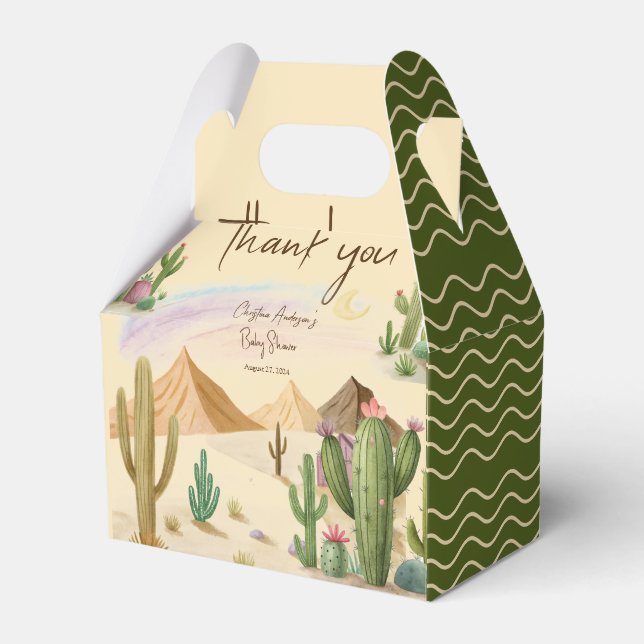 Desert Cactus Thank you Boho Arch Bbaby Shower Favour Box (Front Side)