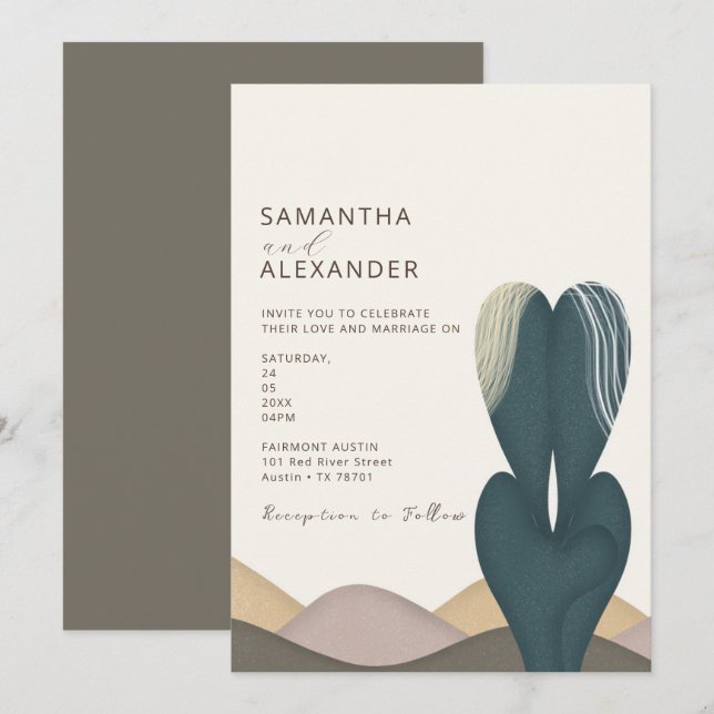 Desert Cactus Theme Wedding  Invitation (Front/Back)