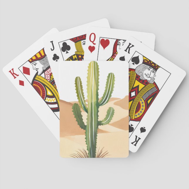 Desert Cactus | Watercolor Green Cacti Playing Cards (Back)