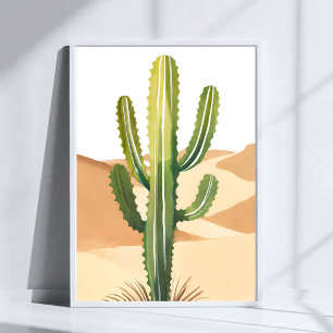 Desert Cactus   Watercolor Green Cacti Poster