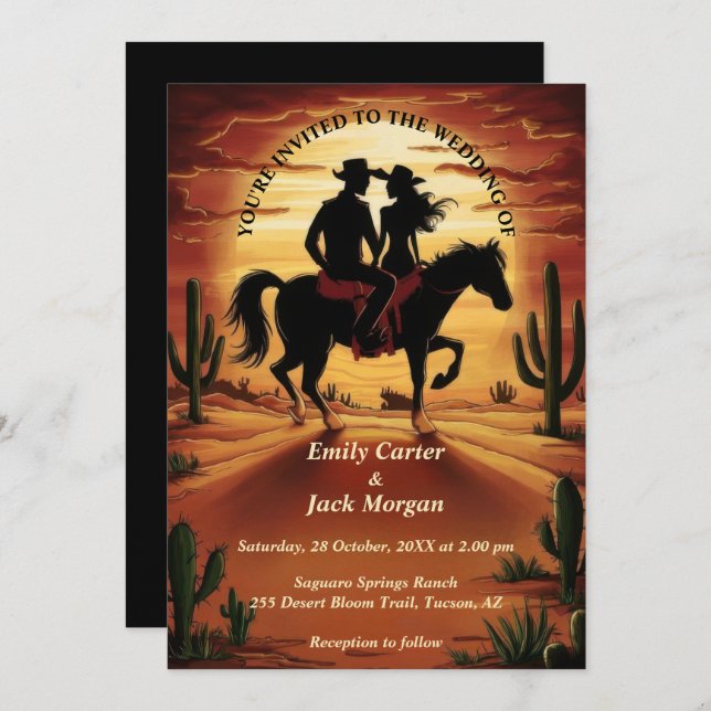 Desert Cactus Wedding Invitation (Front/Back)