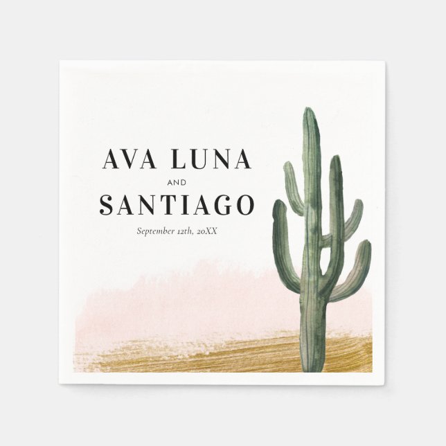 Desert Cactus Wedding Napkin (Front)
