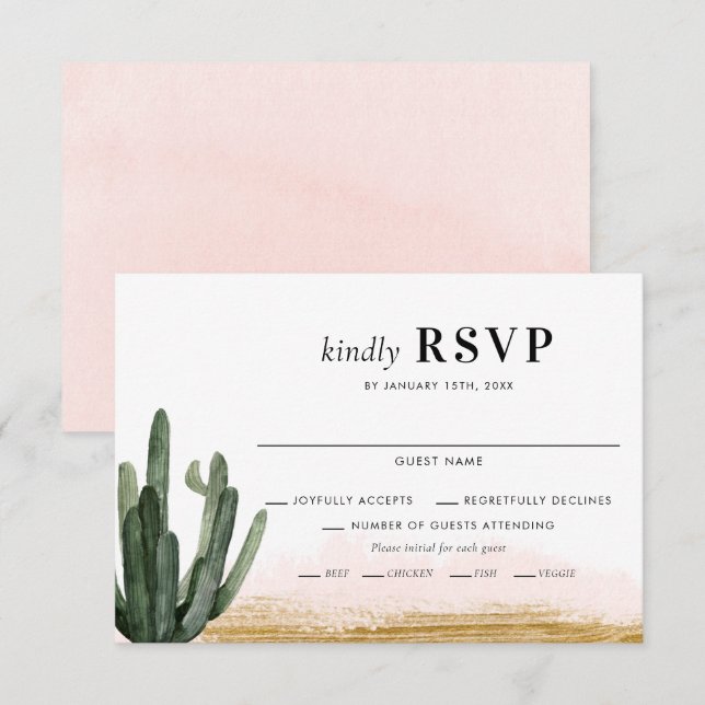 Desert Cactus Wedding RSVP Card (Front/Back)