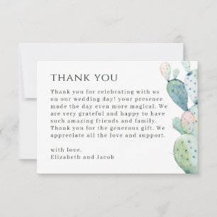 Desert Cactus Wedding Southwestern Botanical Thank You Card