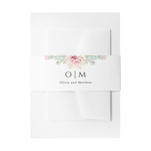 Desert Cactus Wedding Watercolor Floral Monogram Invitation Belly Band