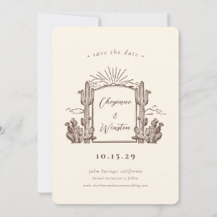 Desert Cactus Western Monogram Save the Date   Invitation