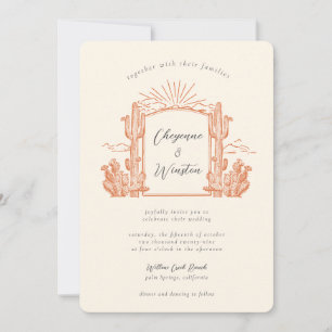Desert Cactus Western Monogram Wedding Invitation
