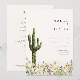 Desert Cactus Wildflower Wedding Invitation