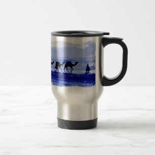 Desert Camel Caravan Blue Aluminium Travel Mug
