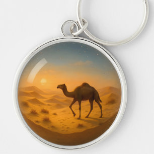 Desert Camel in Glass Sphere Keychain