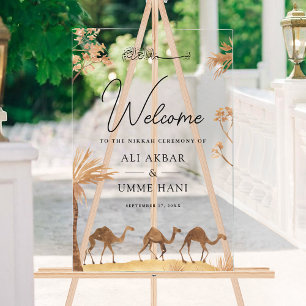 Desert Camel Muslim Wedding Welcome Acrylic Sign