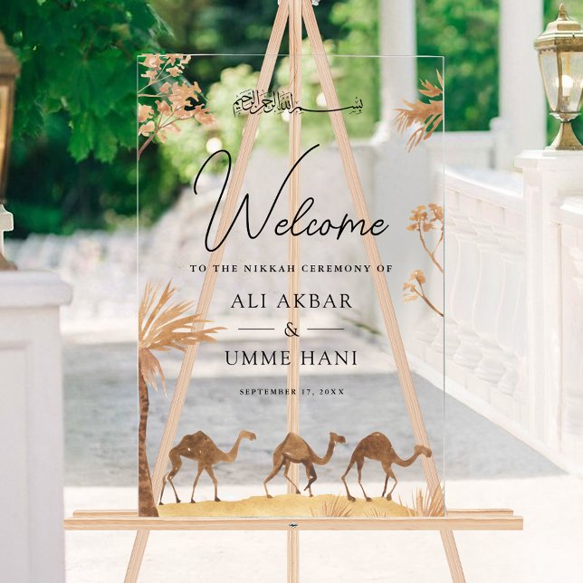 Desert Camel Muslim Wedding Welcome Acrylic Sign (Creator Uploaded)