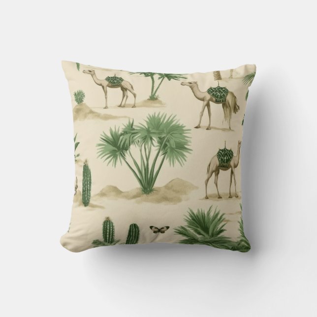 "Desert Camel Throw Pillow" Cushion (Front)