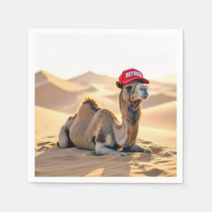 Desert Camel Wearing a Retired Cap Napkin