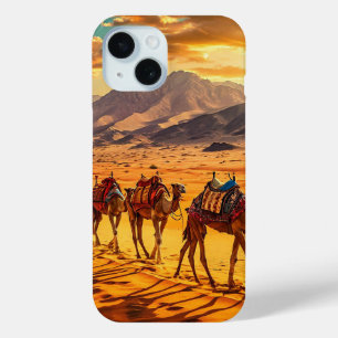 Desert Camels Arabian Travel Aesthetic Design iPhone 15 Case