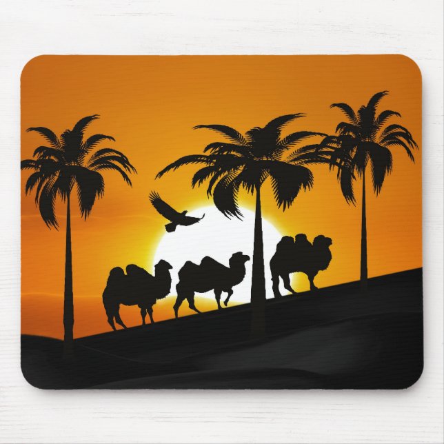 Desert Camels at sunset Mouse Mat (Front)
