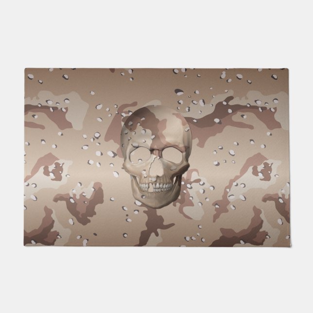 Desert Camo 3D Skull Camouflage Pattern Doormat (Front)