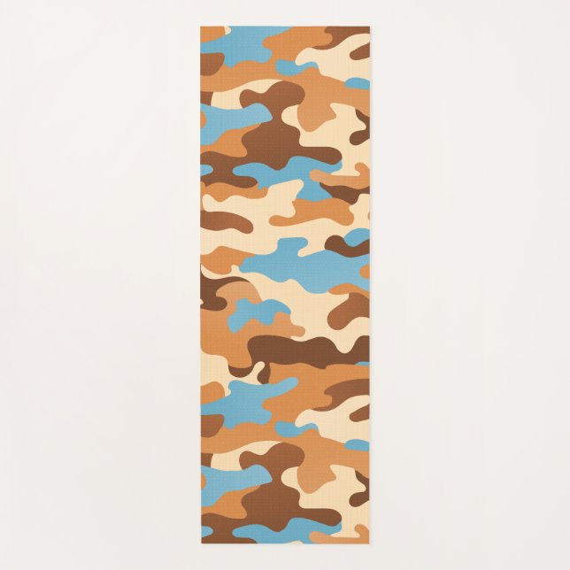 Desert Camo Brown Sand Yellow Blue Yoga Mat (Front)