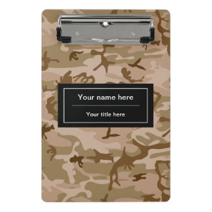 Desert Camouflage, Brown Camo, Military, Army Mini Clipboard