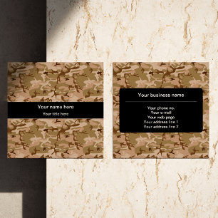 Desert Camouflage, Brown Camo, Military, Army Square Business Card