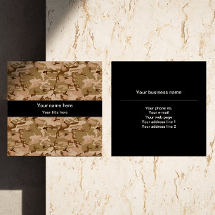 Desert Camouflage, Brown Camo, Military, Army Square Business Card