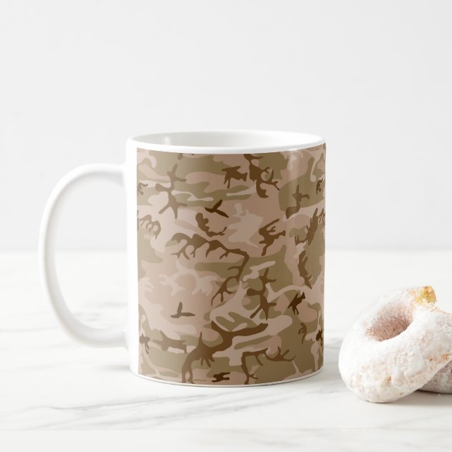 Desert Camouflage Pattern, Military Pattern, Army Coffee Mug (With Donut)