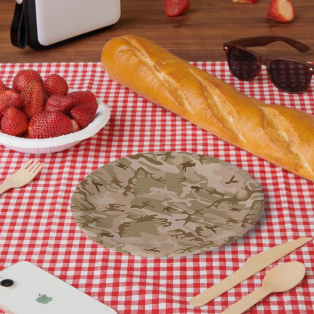 Desert Camouflage Pattern, Military Pattern, Army Paper Plate (Picnic)