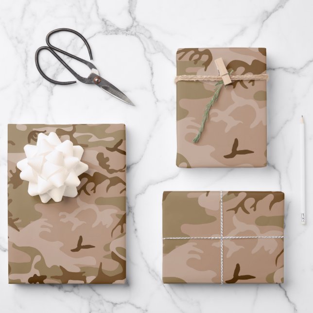 Desert Camouflage Pattern, Military Pattern, Army Wrapping Paper Sheet (Front)