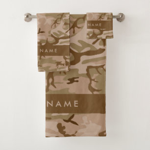 Desert Camouflage Pattern, Your name, Personalise Bath Towel Set