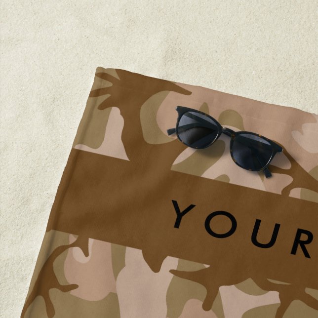 Desert Camouflage Pattern, Your name, Personalise Beach Towel (In Situ)
