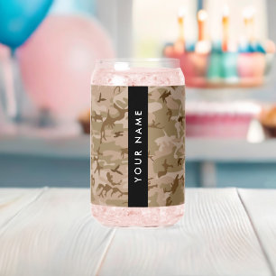 Desert Camouflage Pattern, Your name, Personalise Can Glass